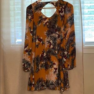 Mustered yellow floral print dress